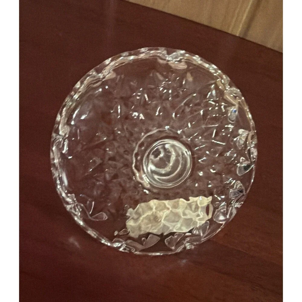 Zajercat Ring Holder 24% Lead Crystal Yugoslavia Vintage Round Base Post.   EUC!